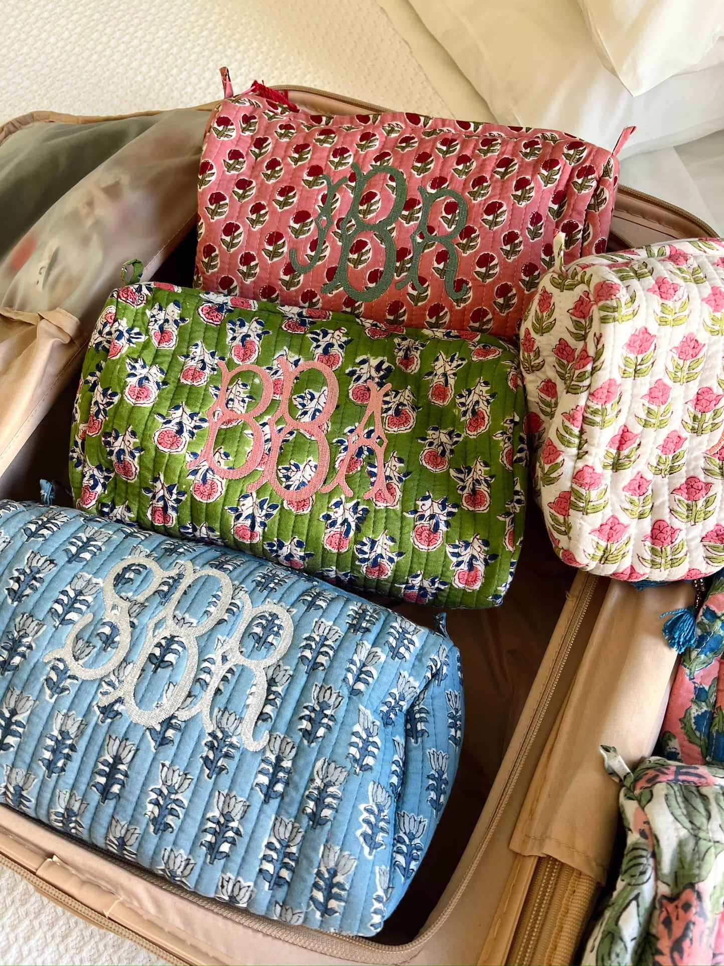 Quilted Block - Print Makeup Bag