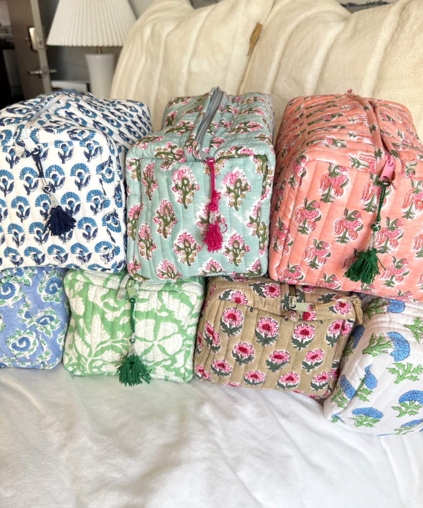 Quilted Block - Print Makeup Bag