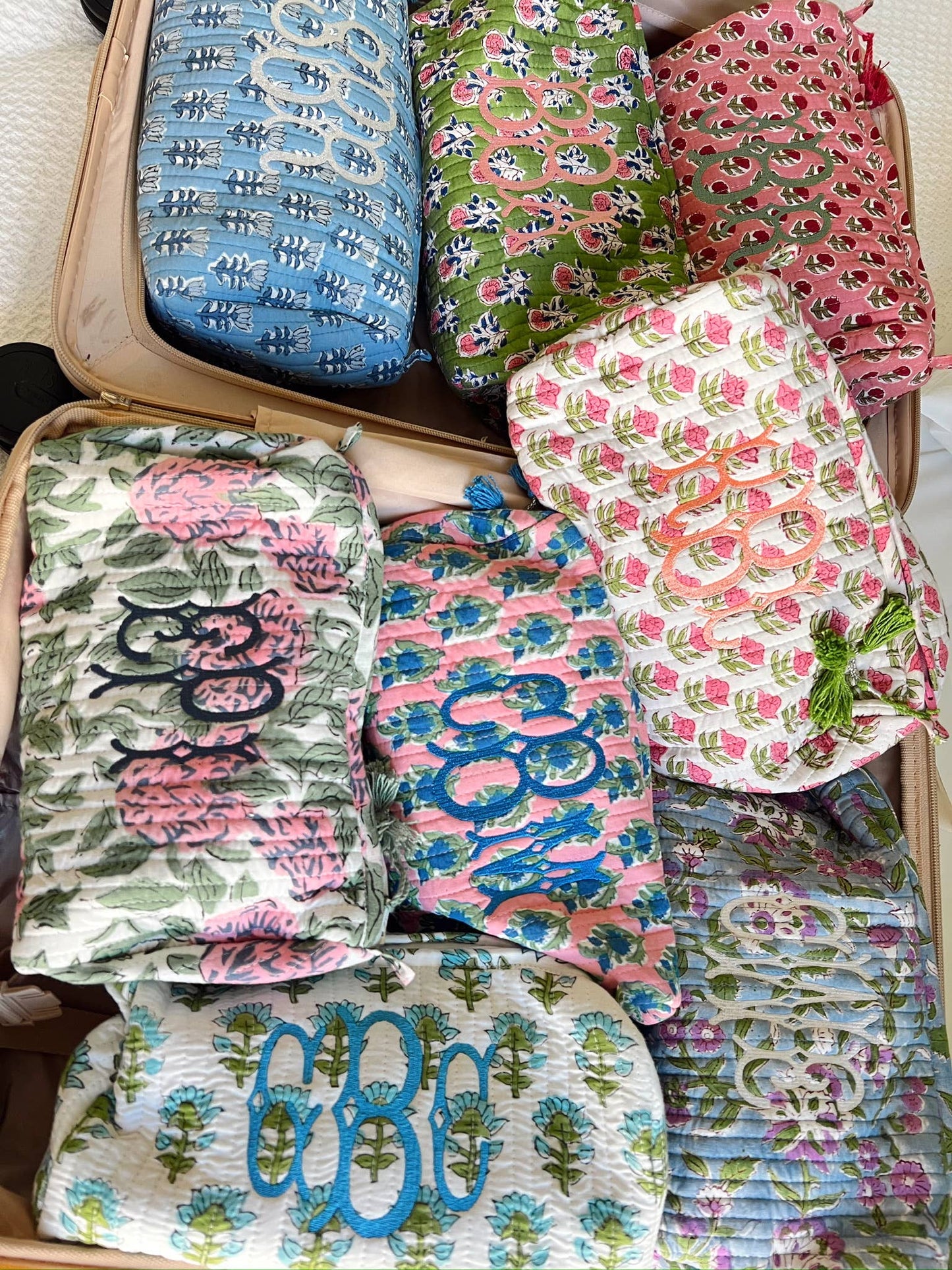 Quilted Block - Print Makeup Bag