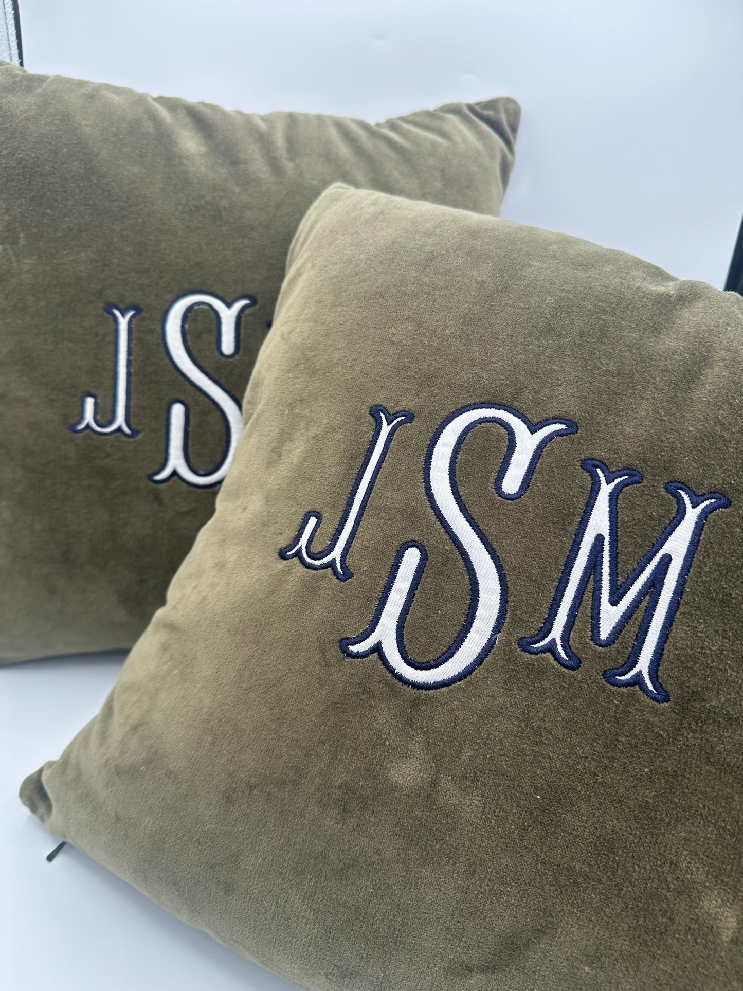 Appliqué monogrammed pillows