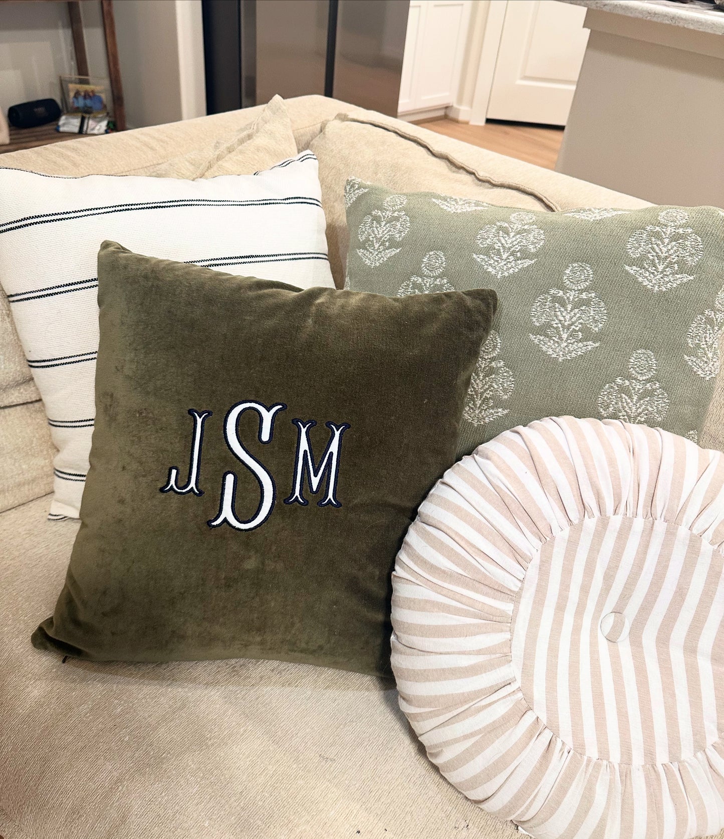 Appliqué monogrammed pillows