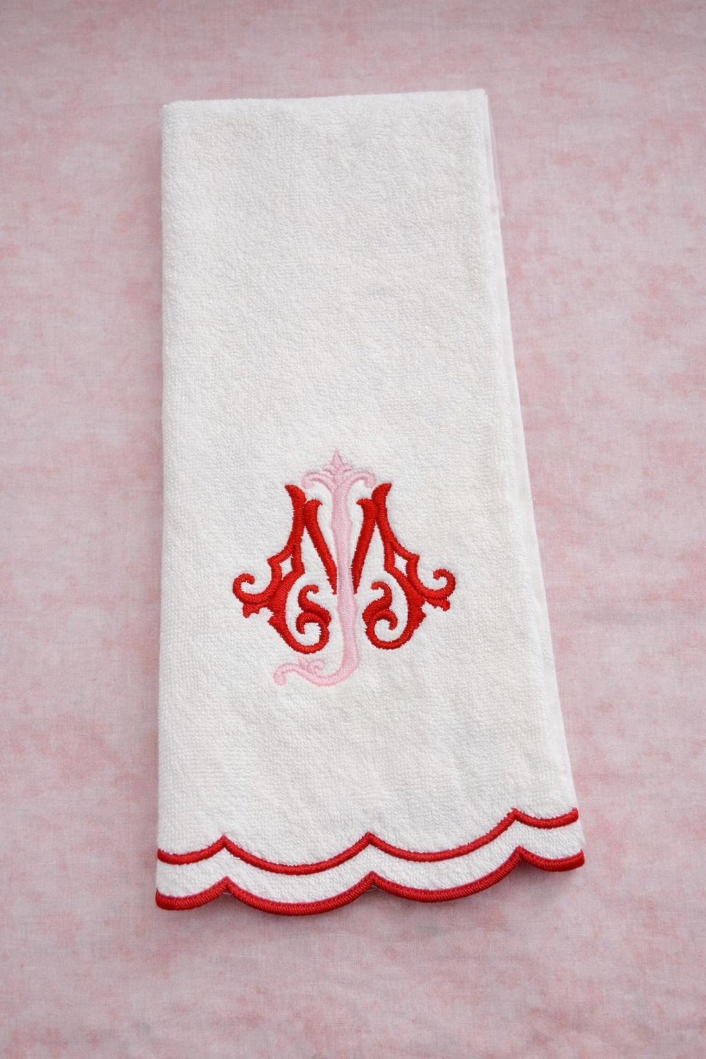 Monogrammed scalloped Towel