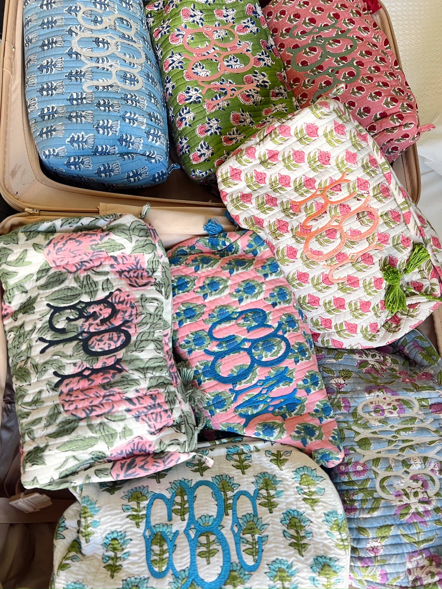 Quilted Block - Print Makeup Bag