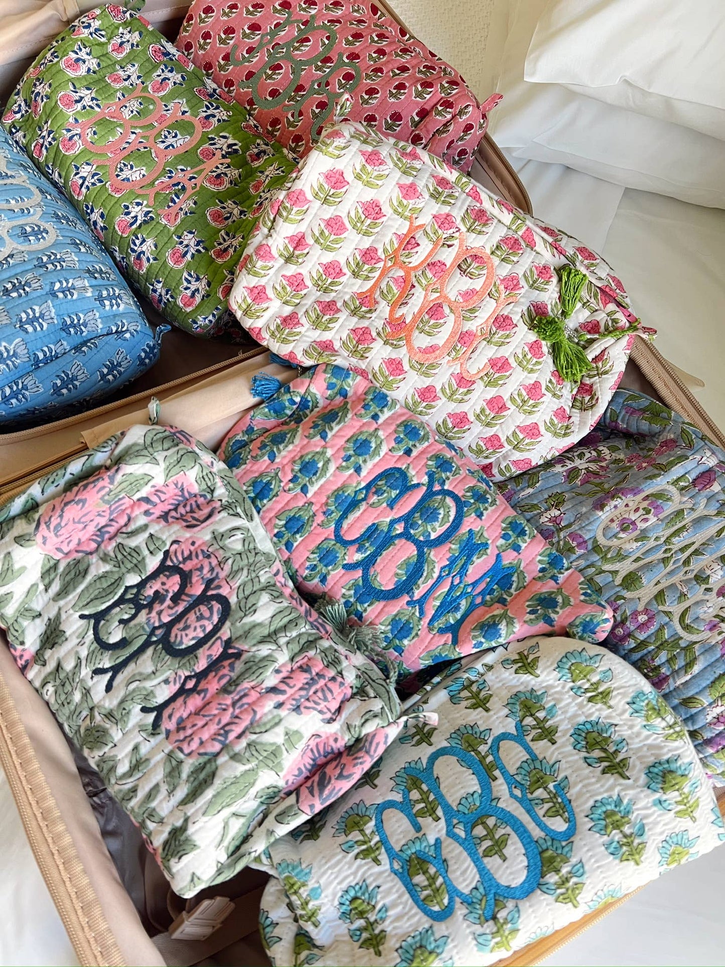 Quilted Block - Print Makeup Bag