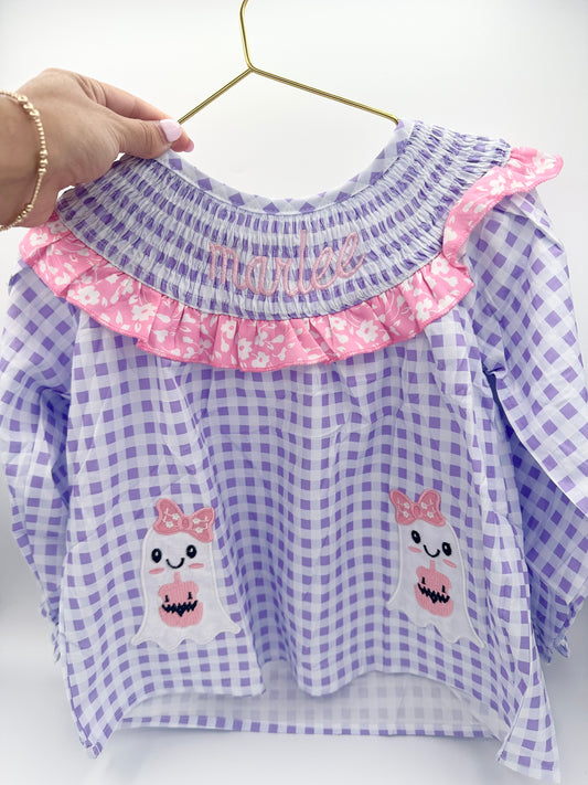 Smocked ghost bow set