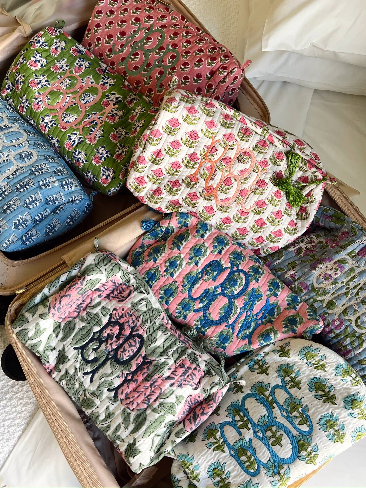 Quilted Block - Print Makeup Bag
