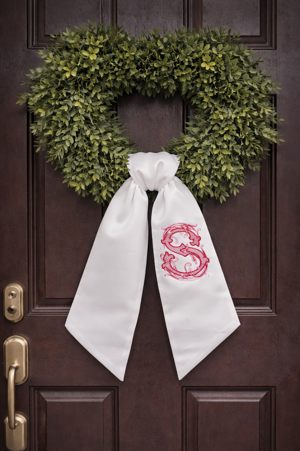 Vintage monogrammed wreath sash