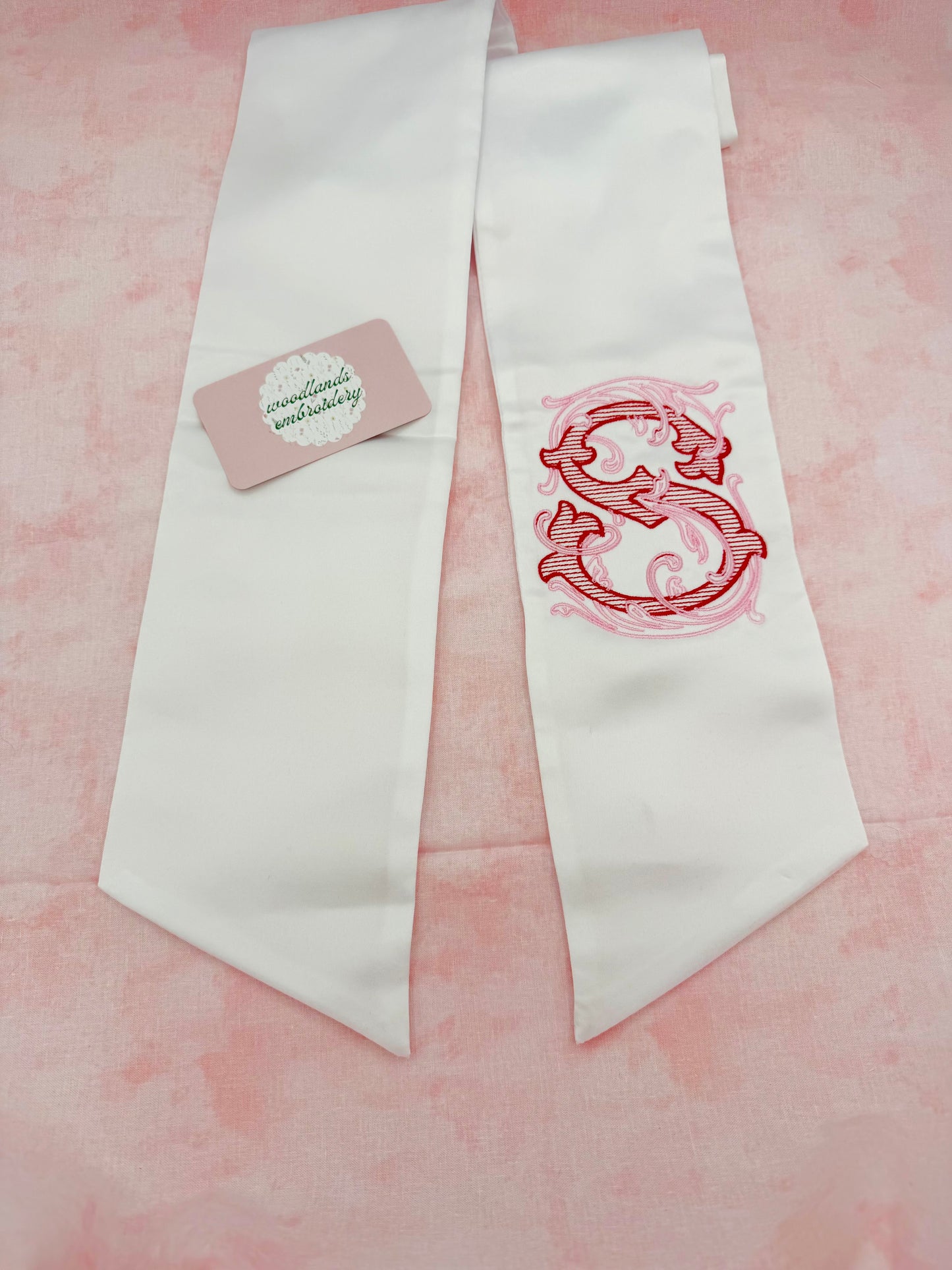 Vintage monogrammed wreath sash