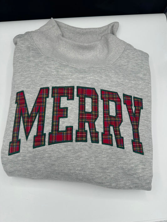 Merry Christmas oversized mock-neck sweatshirt
