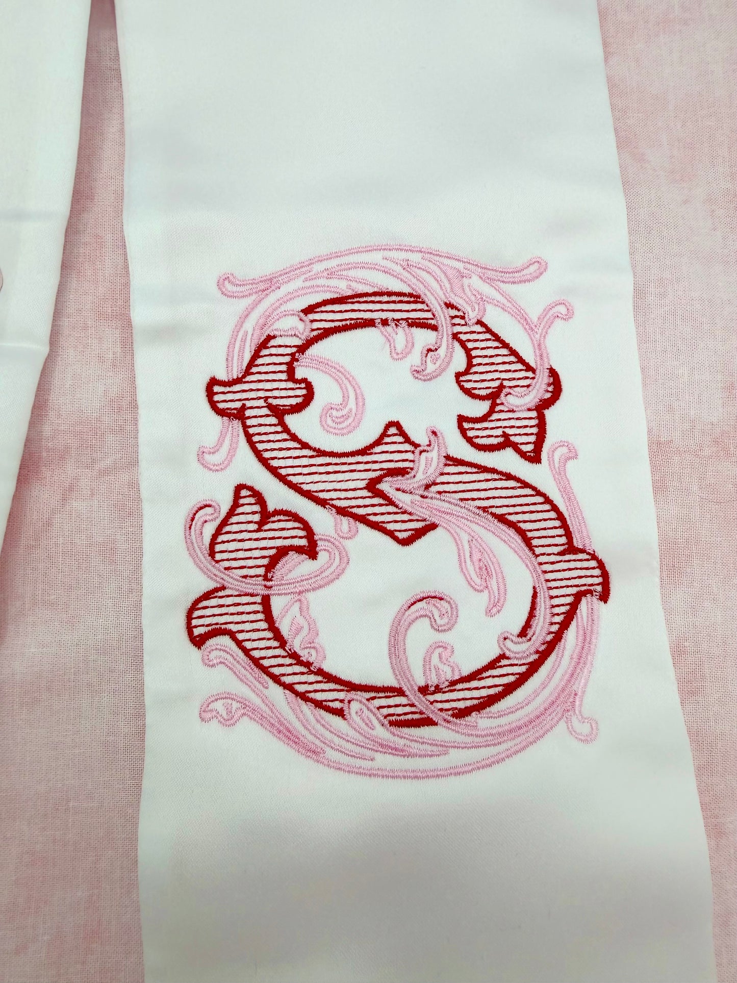 Vintage monogrammed wreath sash