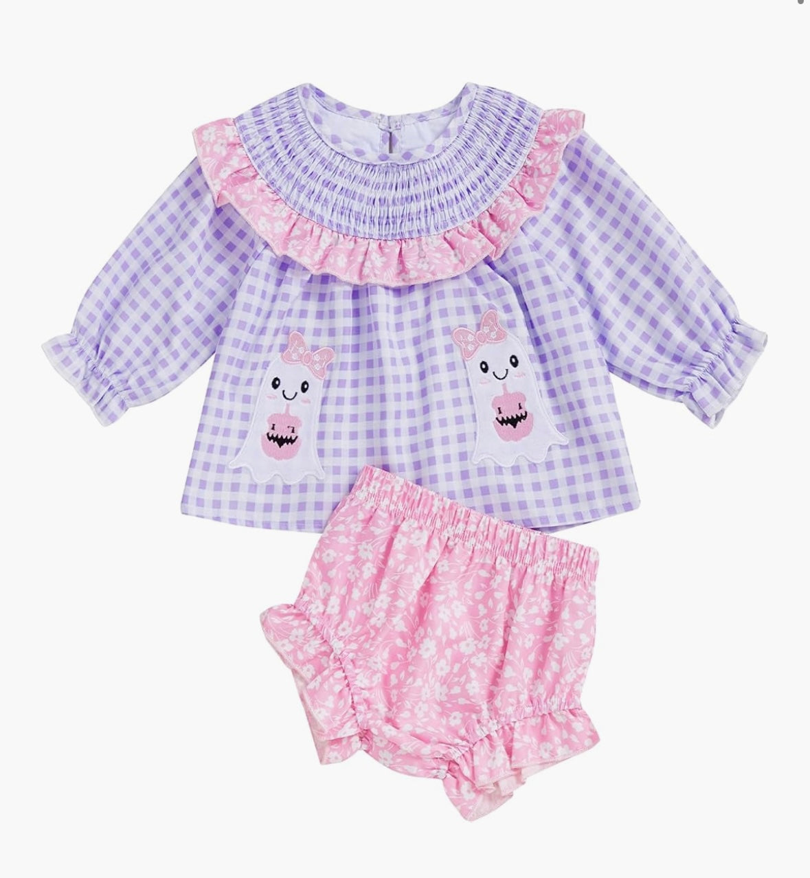 Smocked ghost bow set
