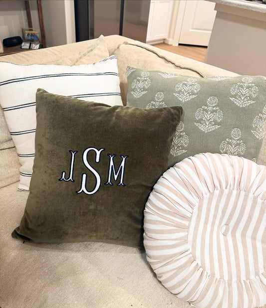 Appliqué monogrammed pillows