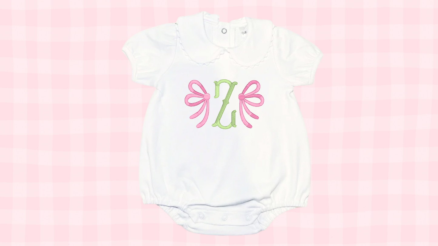 Bow Frame Collared Ricrac Bubble Onesie