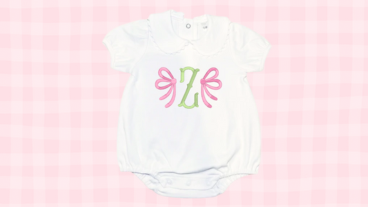Bow Frame Collared Ricrac Bubble Onesie