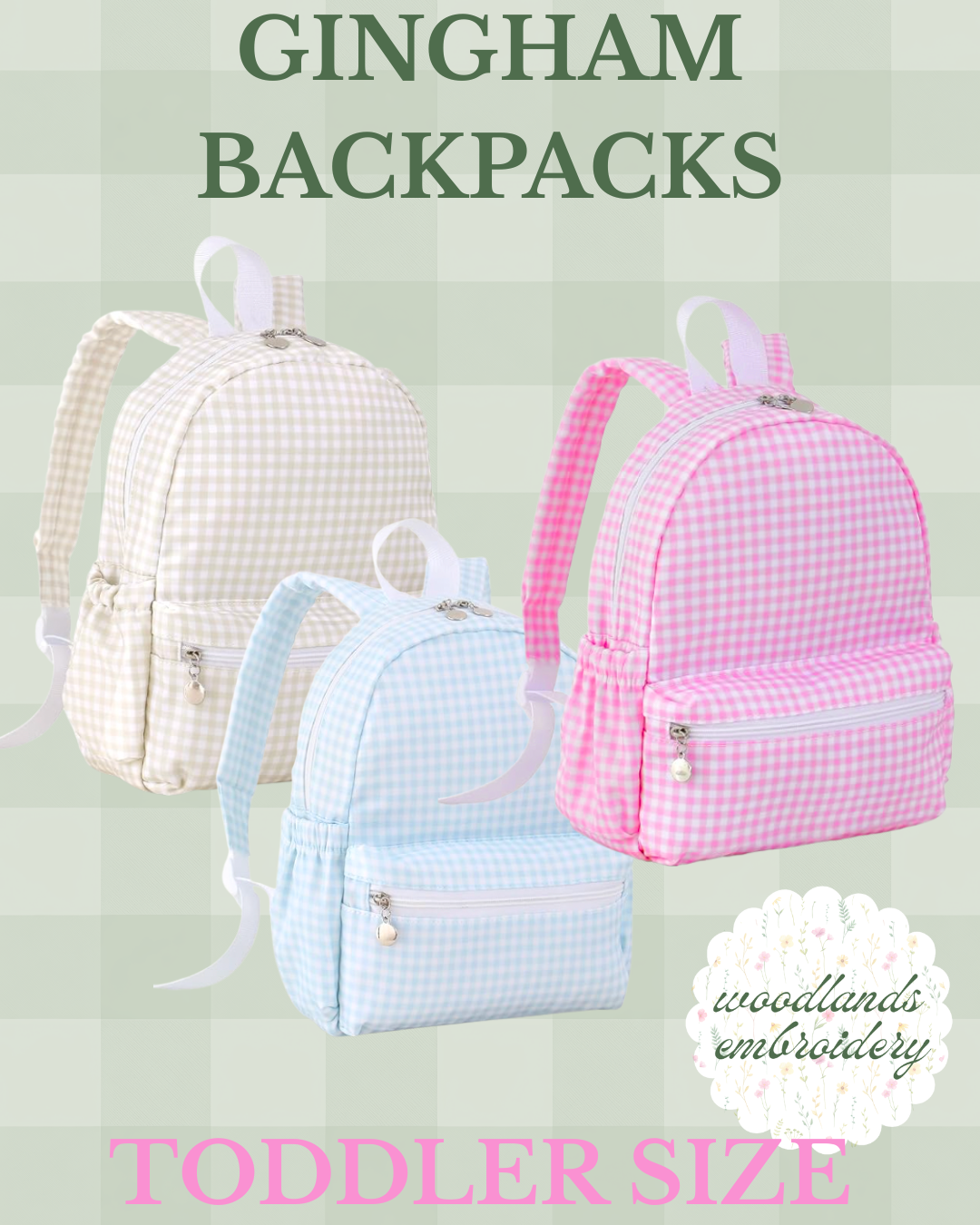 Gingham Toddler School Backpacks