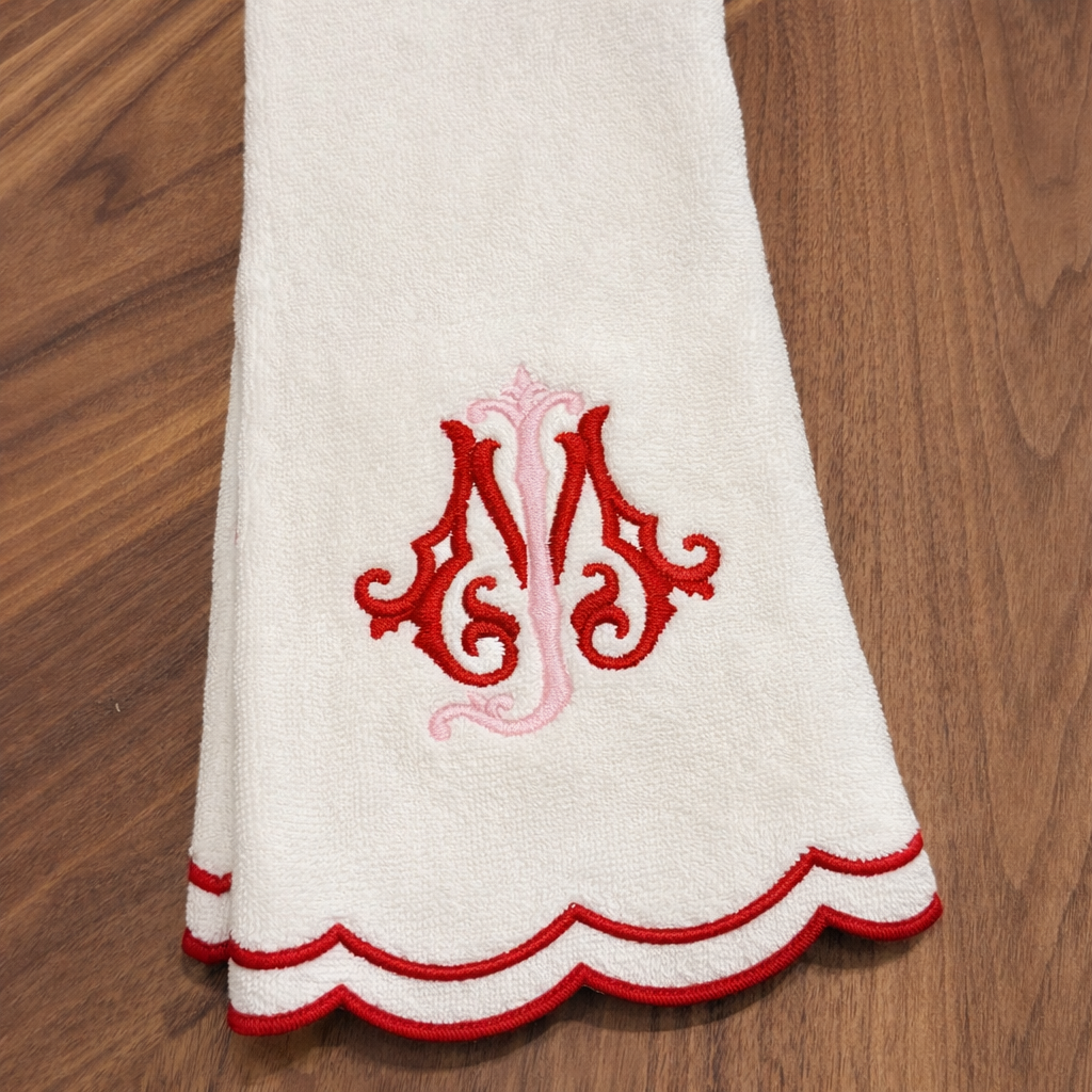 Monogrammed scalloped Towel