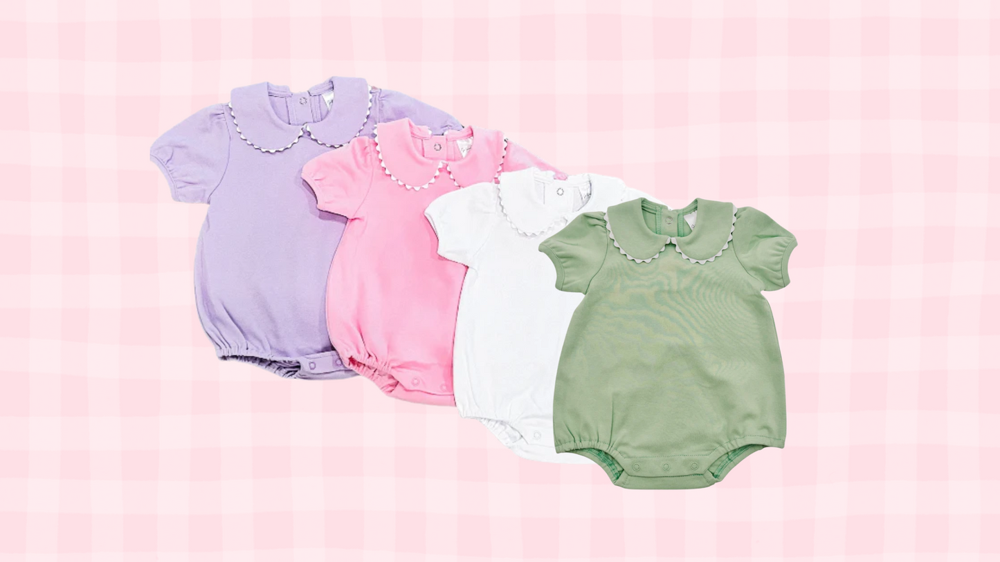 Bow Frame Collared Ricrac Bubble Onesie