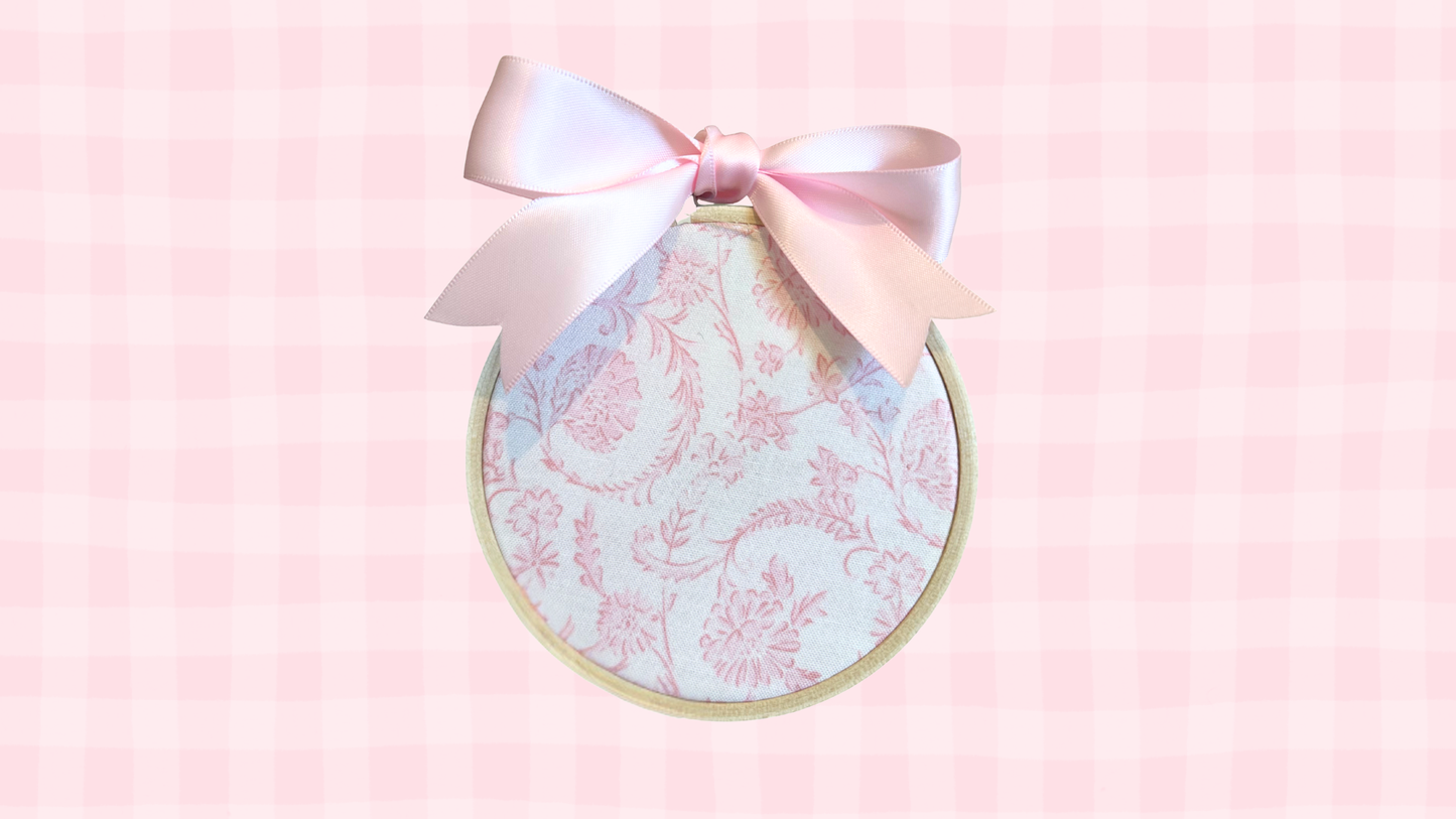 pink floral baby ornament with bow